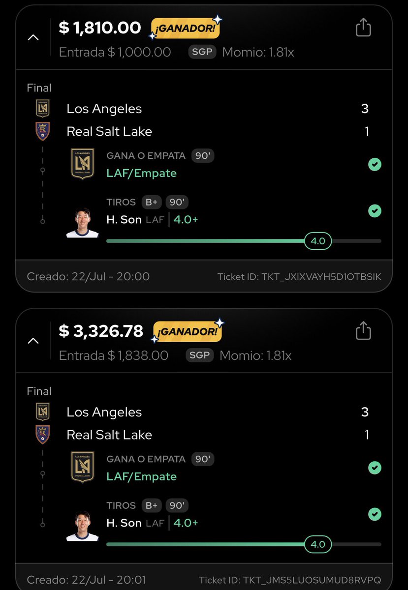BernardoPicks's tweet photo. Día casi perfecto de collabs con @AguilaPick para irnos 5-1 en MLS ✅ 🇺🇸 

De pasada a cobrar la promo de Alexis Vega en Draftea 🍑 https://t.co/0J4UkWX5xo