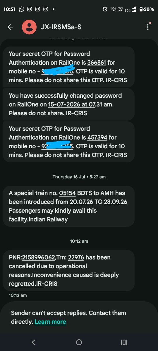_tea_person_'s tweet photo. @indianrailway__ @WesternRly @RailMadad how can you simply send a message saying the train is cancelled? Why always a passenger has to suffer because of you ? What should I do now ? https://t.co/SrO4VjXsyR