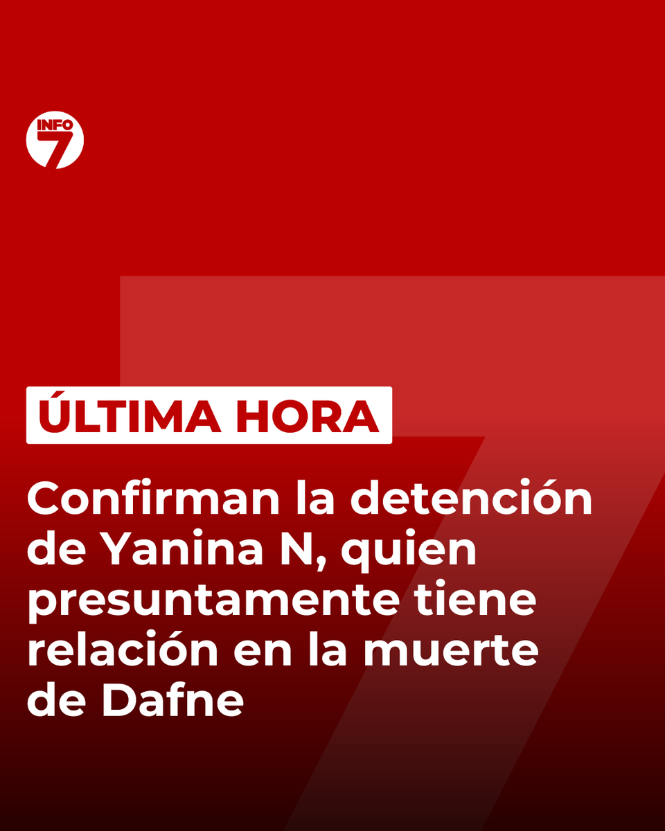 info7mty's tweet photo. 🚨 #ULTIMAHORA Confirman detención de Yanina “N”, quien presuntamente estaría relacionada con la muerte de Dafne, la adolescente que falleció durante un campamento en una academia militarizada de Ciudad Madero.
De acuerdo con la información disponible, Yanina “N” se desempeñaba como auxiliar en la institución y es investigada por su posible participación en los hechos.
https://t.co/7UStT1PQu9