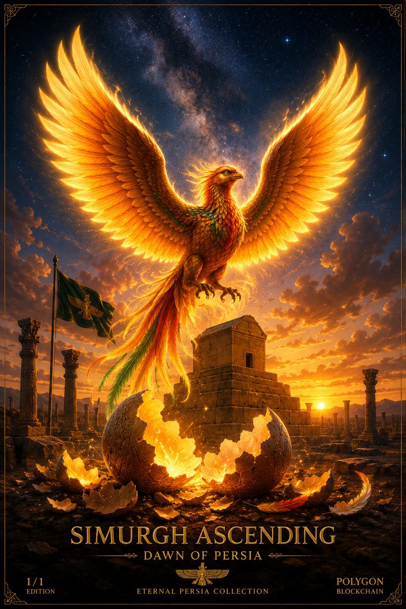 PersiaMyth's tweet photo. SIMURGH ASCENDING 🦅🔥

From the ashes of ancient Persia, the Simurgh rises again.

A symbol of rebirth, strength, and eternal legacy.

✨ 1/1 Edition
🏛️ Eternal Persia Collection
⛓️ Polygon Blockchain

The legend is not forgotten.
It is reborn.

#NFT #NFTArt #DigitalArt #Simurgh https://t.co/qRgSaMDTO9