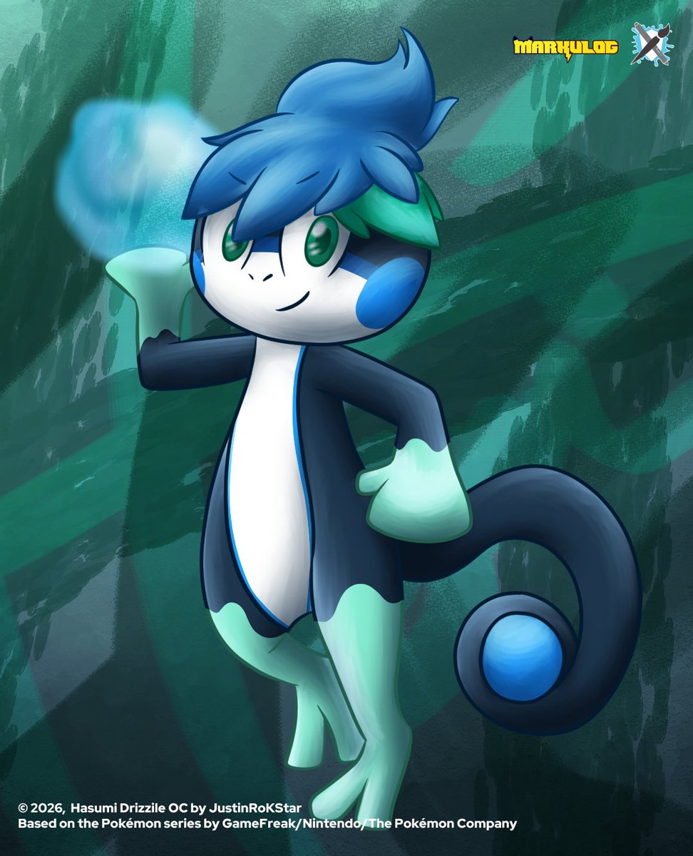 markulogmedia's tweet photo. An #artfightattack to @JustinRoKStar featuring his #Drizzile OC, Hasumi, ready to fire a waterball. #artfight #artfight2026 #Pokemon #ジメレオン https://t.co/l516s6pQNE