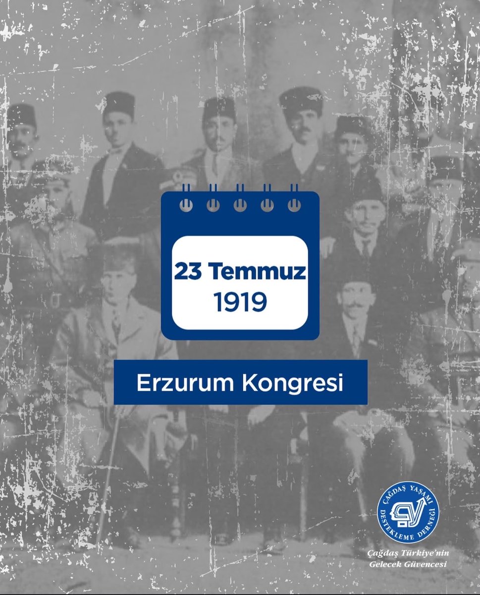 CagdasYasamDD's tweet photo. Türkiye Cumhuriyeti’nin bağımsızlığa giden yolu, 107 yıl önce bugün Erzurum Kongresi ile açıldı.

Büyük Önderimiz Mustafa Kemal Atatürk’ü, Erzurum Kongresi’nin toplanmasında büyük katkıları olan Doğu Orduları Komutanı Kazım Karabekir Paşa’yı ve Kurtuluş Savaşımızın tüm kahramanlarını Erzurum Kongresi’nin 107. yıl dönümünde saygı ve özlemle anıyoruz.

#ÇağdaşYaşamıDesteklemeDerneği