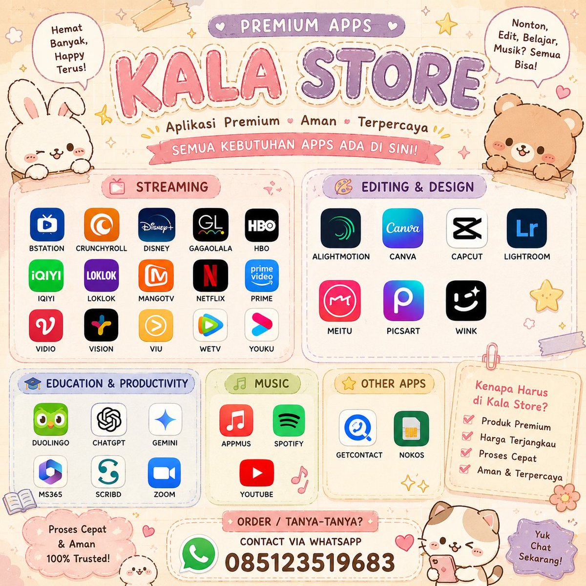th4tmekalla's tweet photo. ꒰ა ✿ ໒꒱ butuh akun premium? semua ada di sini ♡ nonton, ngedit, belajar, sampai dengerin musik jadi lebih hemat ✦ fast respon • trusted • harga bersahabat 🌸 

#bealanja #zonauang #zonajajan️️ https://t.co/YkfoPAJJWb
