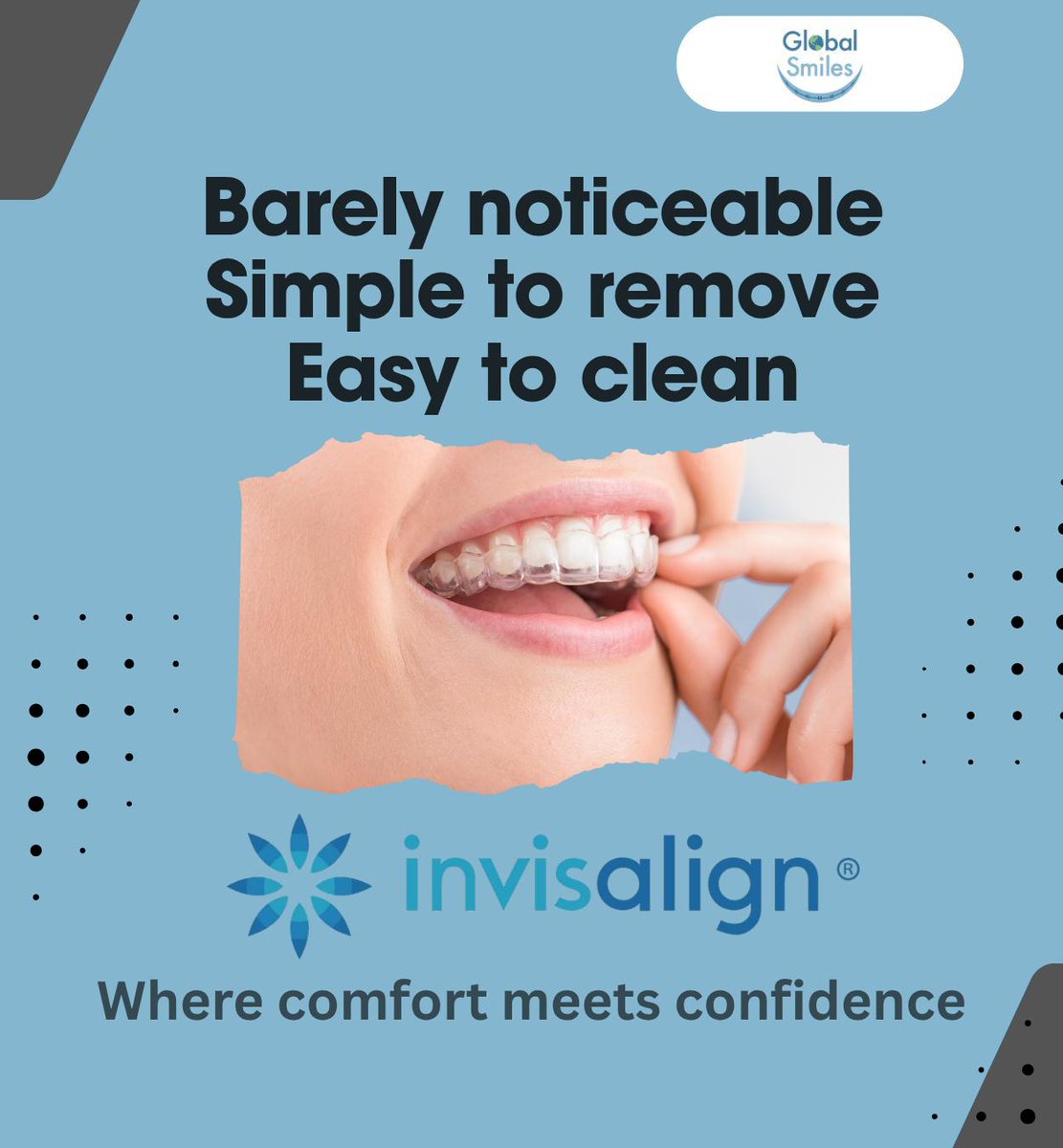 GlobalSmiles1's tweet photo. Dreaming of a new smile? We can help you achieve straighter teeth and greater confidence with a subtle, effective approach. Visit us to sculpt your perfect smile with Invisalign.
.
.
.
https://t.co/qtHgzYka0G
(614) 230-0374
.
.
.
#invisalign #orthodontics #invisalignjourney https://t.co/NG0aNpoqSG