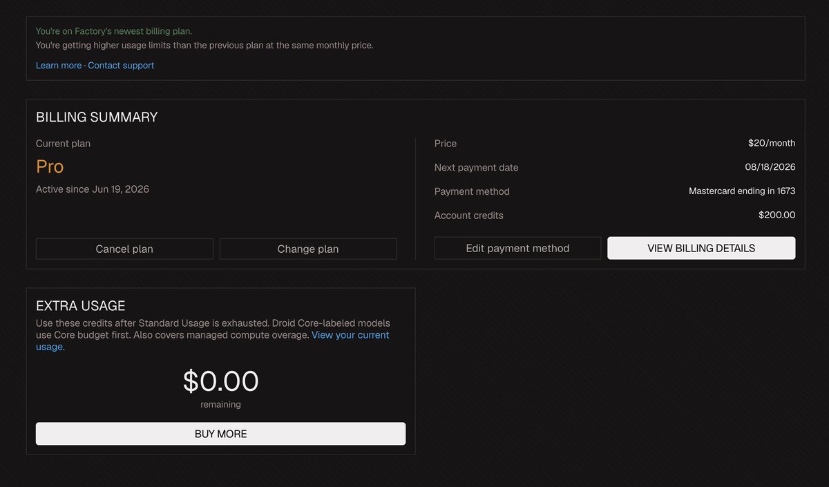 chungnt92's tweet photo. Big shoutout to @FactoryAI ! 🚀

Earned $240 from their launch referral program. Just signed up for the $20/mo plan: • Opus for planning • GLM 5.2 fast mode for coding
Fits my workflow perfectly. That generosity just gave me 1 full year of AI agents for FREE! 🙌 https://t.co/cToALeNRaF