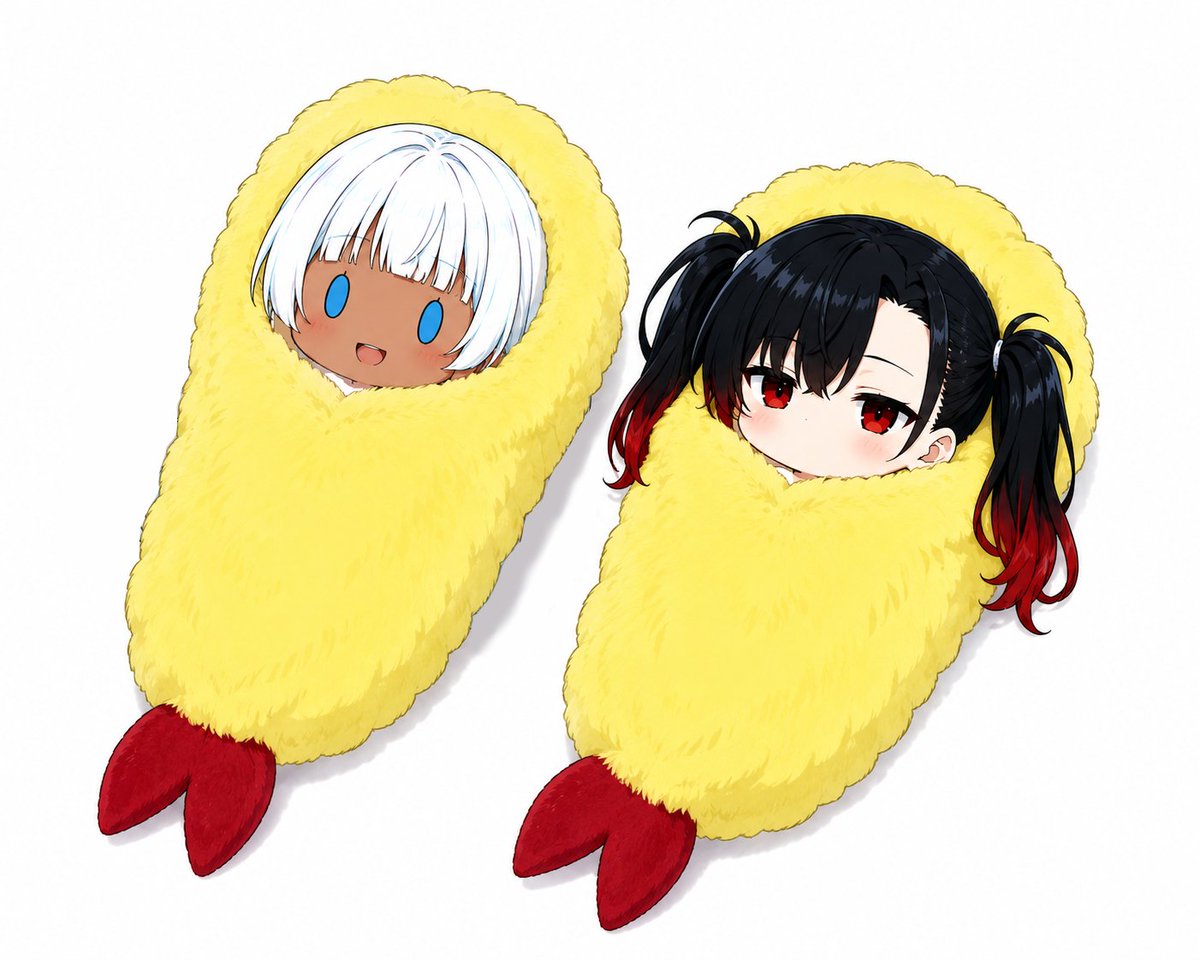 もぐちび 天丼はまずエビを吸引することから始まる2人 ｻｸｻｸ…✨ 2枚目は