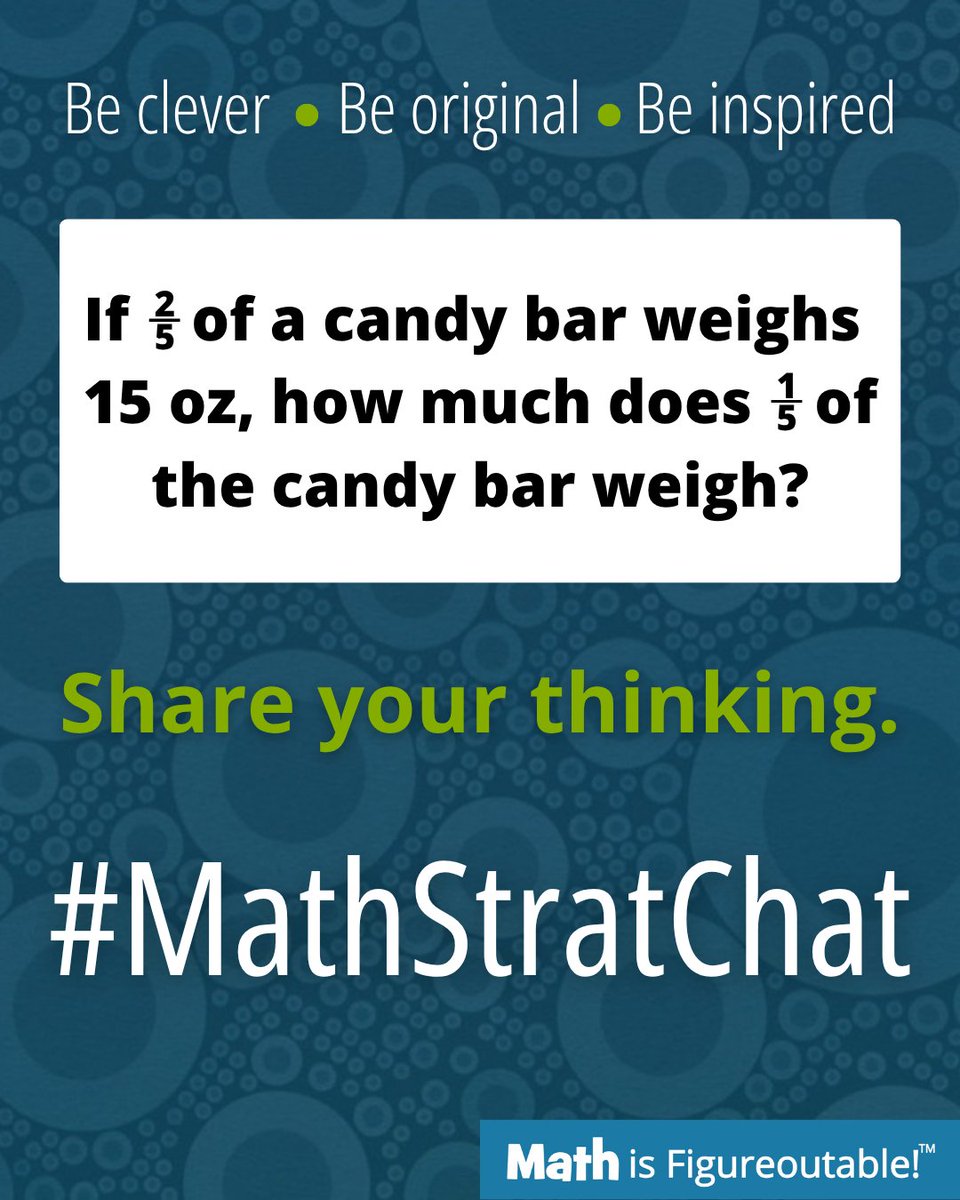 pwharris's tweet photo. It's time for #MathStratChat!
Rules: post your favorite or a clever solution! It's also fun to comment on other's strategies.
Tell us about your reasoning.
Like/share so others can see!
#MathIsFigureOutAble #MathStratChat #MTBoS #ITeachMath #MathEd https://t.co/cdcPfhnfqP