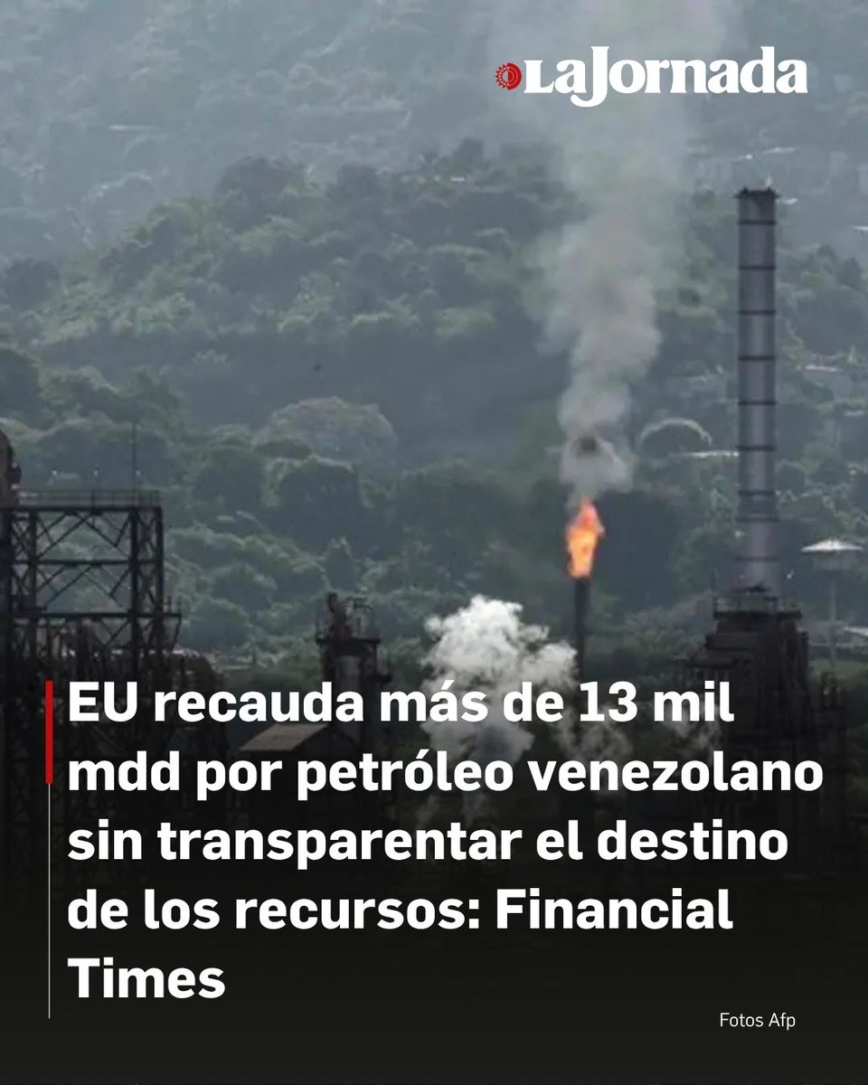 lajornadaonline's tweet photo. ⛽🇻🇪 El gobierno de Donald Trump ha recaudado más de 13 mil millones de dólares por la venta de petróleo venezolano en lo que va del año, pero no ha explicado el destino de esos recursos, reveló el Financial Times.

🏚️ El reporte cobra relevancia mientras Venezuela enfrenta la reconstrucción tras los terremotos de junio. La ONU estima daños por 37 mil millones de dólares, y hasta ahora el gobierno venezolano sólo ha reportado una transferencia de 300 millones de dólares provenientes de esos ingresos petroleros.

https://t.co/bVGnR86jXK