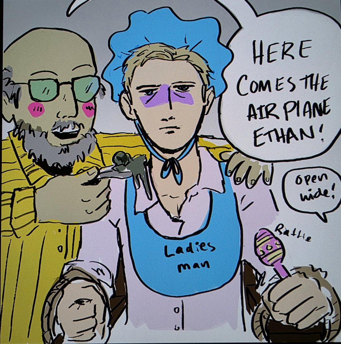 Dewiedrawsit's tweet photo. Friendlier way to get ethan yo eat his dinner
#ResidentEvil #Biohazard #EthanWinters #JackBaker https://t.co/mjPUPqSg9n