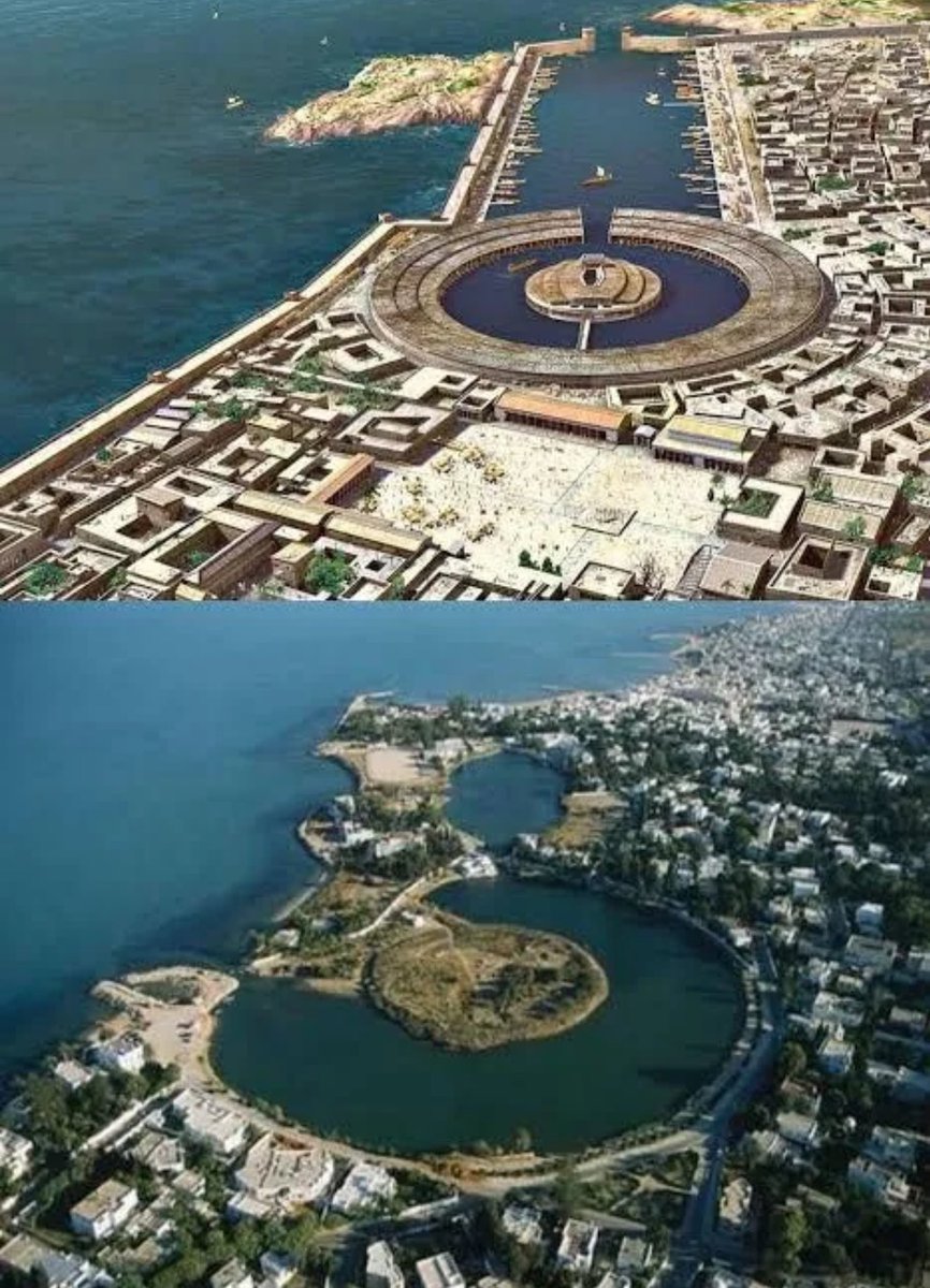 ConsulofRome_'s tweet photo. The Harbour of Carthage: then and now. https://t.co/DN9jmRxdnf