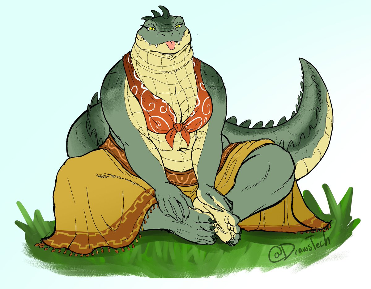 DrawsTech's tweet photo. Doodled my alligator gal, Estelle.

Figured out a better outfit for her! 😅 https://t.co/1tSxF18zwP