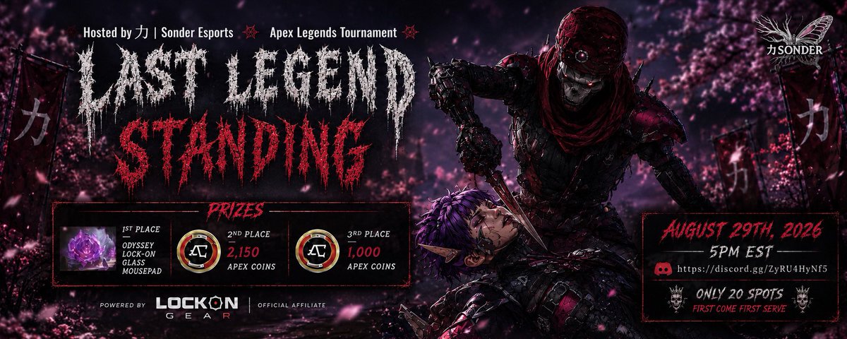 sonder__esports's tweet photo. ✦ LAST LEGEND STANDING Tournament✦
Join @esports_sonder on Aug. 29 • 5 PM EST for our Apex Legends Solo Tournament!
🗓️ Registration opens July 30 • 10 AM EST
Join our Discord &amp; check Event Info + Sign-Ups for details:https://t.co/1E7NWB3w1a
#apexlegendstournament #tournament https://t.co/srt0g6Hvoi