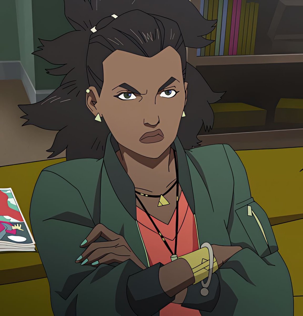 vulvarinepool's tweet photo. It bugs me that instead of just making ambers hair curly they gave it this uncanny fluffy straight pattern. BUT i really love the way it’s styled I just can’t help it. It’s like a blooming flower like a tiger lily. She has an impossible anime hairstyle and its so fucking charming https://t.co/eZO0FAJtV5