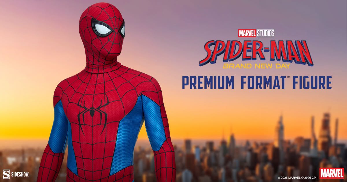 collectsideshow's tweet photo. Sideshow presents Marvel's Spider-Man Premium Format™ Figure, a new super hero collectible. Straight out of the Spider-Man: Brand New Day film, this statue, fully covered in handcrafted fabric, will be available for pre-order soon. RSVP now to stay webbed up in all the details! https://t.co/4SNJIvIH9V