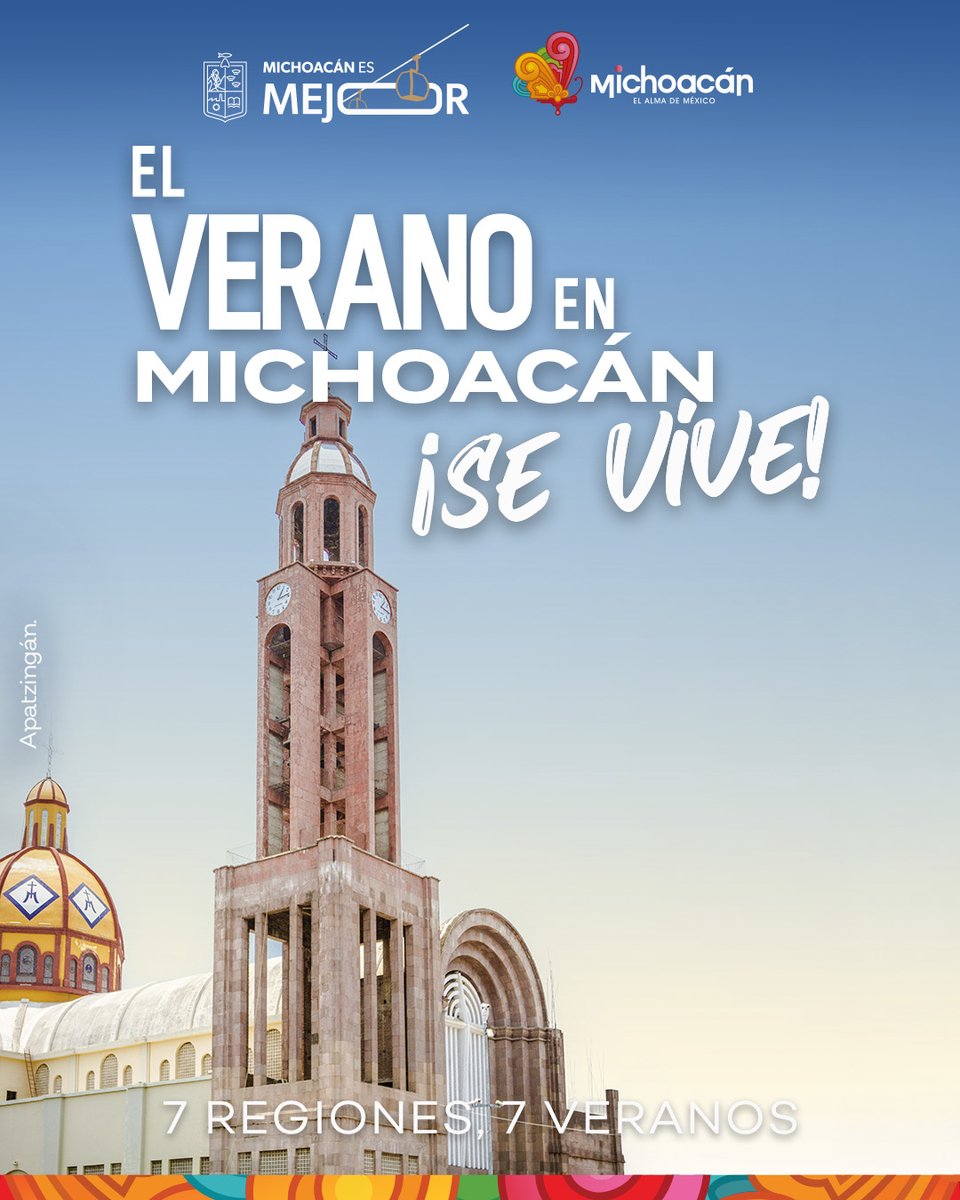 Michoacan's tweet photo. ☀️ El verano en Michoacán también se vive entre historia, cultura y grandes paisajes.
Apatzingán te espera con su emblemática Catedral y el cálido espíritu de #TierraCaliente. ❤️
📍Ven y descubre una región llena de tradición.
Hospédate en los hoteles de #Michoacán #elAlmadeMéxico