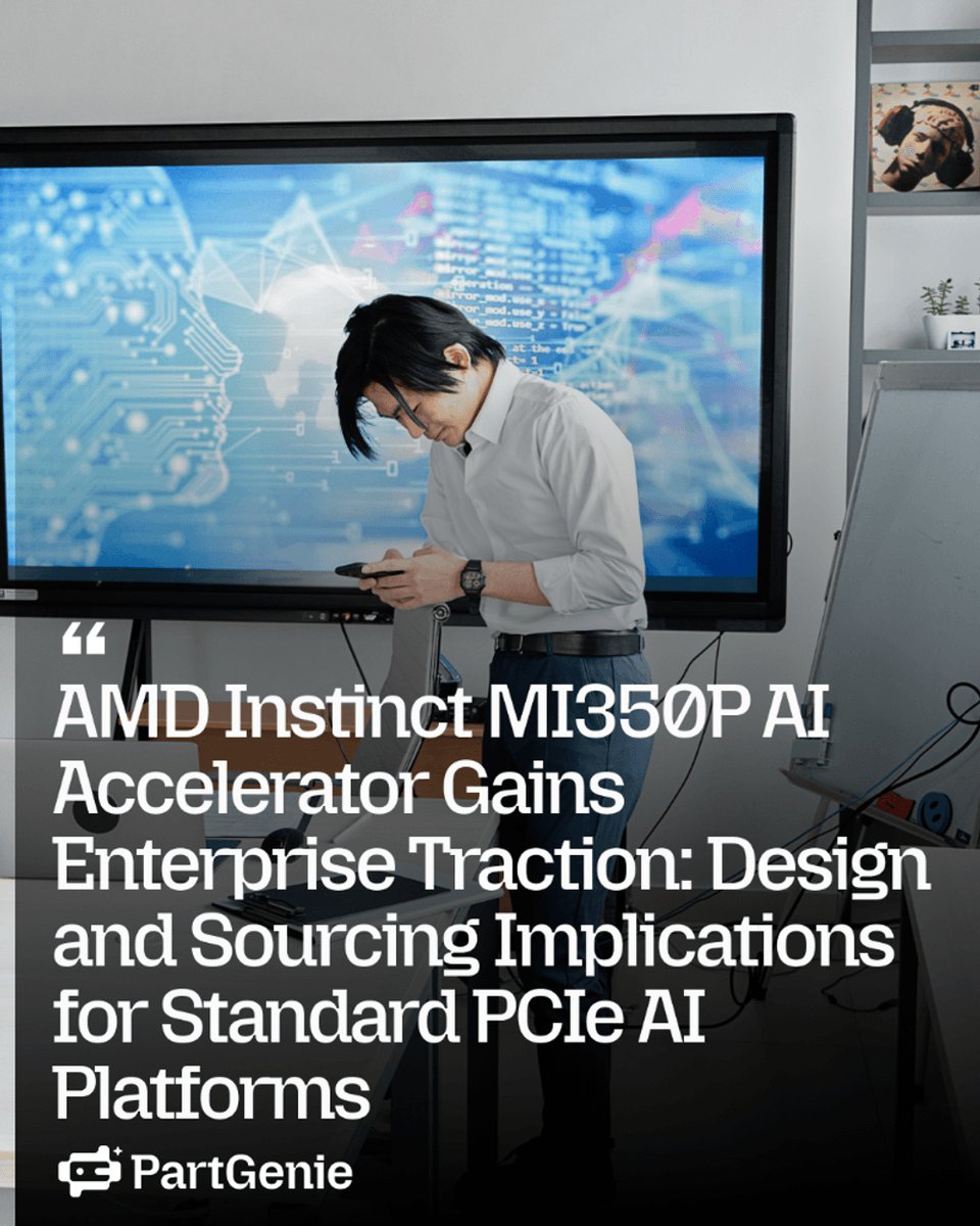 PartGenie's tweet photo. AMD Instinct MI350P (PCIe Gen5 x16, 144GB HBM3E) is gaining enterprise inference traction—because it fits standard air-cooled servers.
Try at https://t.co/JLcAW0L0MR
#AMD #AIAccelerator #HBM3E #PCIe https://t.co/JBDYZ7ZGOF