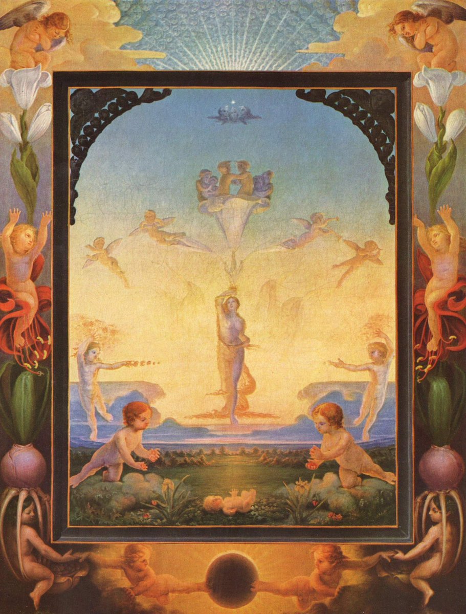 sdsabbath's tweet photo. 本日7月24日は、ドイツロマン主義の画家フィリップ・オットー・ルンゲ（Philipp Otto Runge, 1777-1810）の誕生日🎂

画家は、「朝とは、宇宙の無限の光である」という言葉を残しており、自然と神性が一体化したドイツロマン主義的な宇宙像を描こうとしました。 https://t.co/m4xeBL1HjA