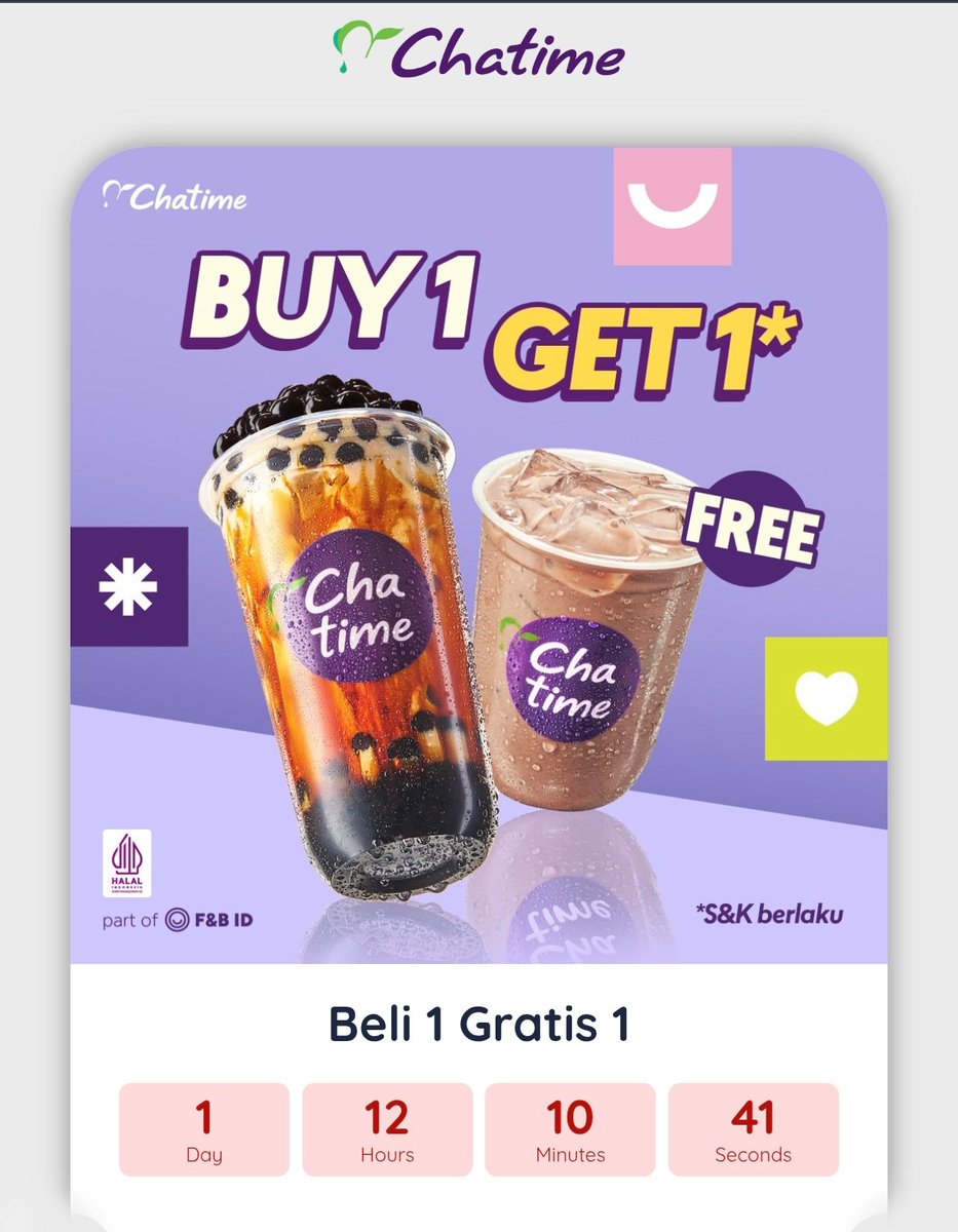 kimmyexp's tweet photo. nah ini yg ditungguin 🤣 soalnya ada comboan jadi dobel murce

CHATIME BELI 1 GRATIS 1 All varian

ambil kuponnya 👇🏻
https://t.co/mz4hokBgWv
(berlaku sampai 24 Juli 2026)

📍beli all varian large + topping apa aja gratis all varian reguler bebas

✅ni ku spill rumus lebih hemat:

bayar pake superbank apply vocer diskon 50% 15RB 

misal beli yg milktea L + bobba = 33RB - 15RB superbank = 16,5RB✅ dapet dua chatime 😻

*langsung aja ke kasir bilang mau payment gausah blg pake promo superbank jg bisa, pastiin EDC-ny yg putih/PVS, pastiin app terbaru 

✅Rumus lain chatime jg bisa pake bank lain:
Bank Jago cashback 10RB
Bank Saqu cashback 10RB
Bank Bina digital cashback 10RB
dll