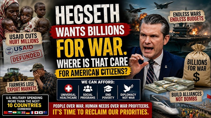 EgbertoWillies's tweet photo. The Pentagon always gets its billions. Families get deductibles, hunger and austerity. Hegseth’s war request exposes Washington’s corporate, people-last priorities., by @EgbertoWillies https://t.co/usjBk9AeHm https://t.co/m4xQA6KjpS