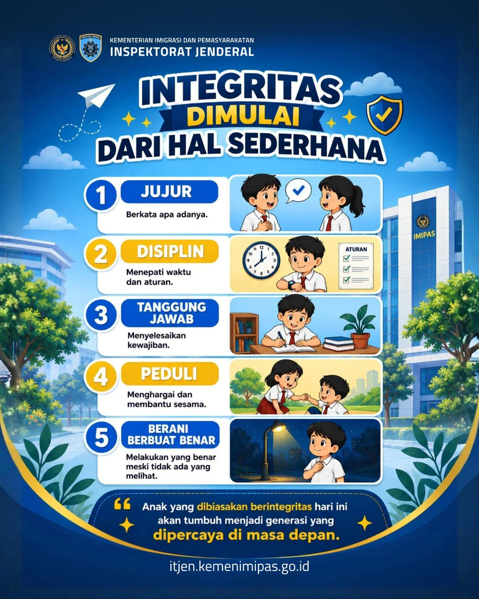 itjen_imipas's tweet photo. Di Hari Anak Nasional 2026, mari kita wujudkan tema "Sayang Anak, Lindungi dan Bangun Masa Depan" dengan menanamkan nilai-nilai integritas sejak dini. https://t.co/5vCCGcMqn1