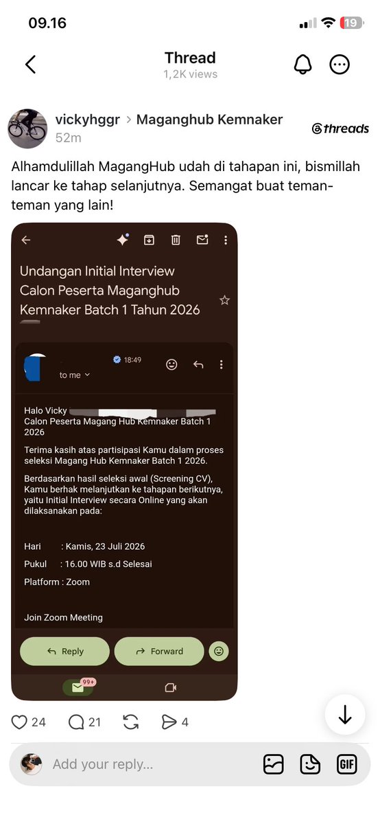 aistheah's tweet photo. jujur sedih banget anjir liat ini. Disaat banyak yang bahkan belom bisa untuk sekedar masuk ke web maganghub, disisi lain udah ada yang di reach out sama perusahaan. Rasanya engga adil banget. Apalagi engga ada statement langsung dri pihak maganghub.
Tolong banget agar bisa segera dibenahi untuk batch selanjutnya.