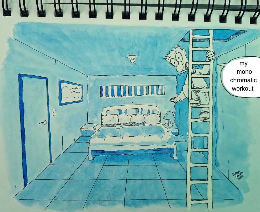 R0crypton's tweet photo. I remember that here I was practicing one-point perspective and a monochromatic color scheme... #monocromatic #diferent #color #colorversion #artist #art #drawing https://t.co/jr9RqwY93p