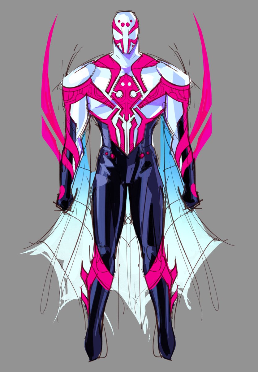 stitchedspider's tweet photo. Going through old canvases and found this attempt at a white suit Miguel design from months back. Never ended up doing anything with it https://t.co/ckyW6A3oaM