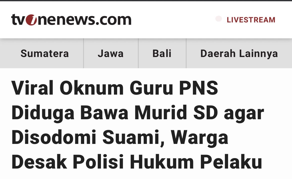 __Reepicheep's tweet photo. Kalian udah tahu kasus ini belum, guys? 😭😭😭 gw shock banget pas baca kronologinya:(( nangis banget gw 😭😭gilaaa kok bisa ya ada manusia setega ini sampai setan pun kalah sama manusia :(

berikut kronologi singkat 

Kasus ini bermula dari laporan dugaan kekerasan seksual terhadap seorang anak laki-laki yang masih berstatus siswa sekolah dasar di Kota Tanjungbalai. Berdasarkan informasi yang beredar dan pemberitaan media, korban diduga dibawa ke sebuah rumah dan mengalami kekerasan seksual. Dugaan tersebut kemudian dilaporkan kepada pihak kepolisian untuk diproses lebih lanjut.

Seiring berkembangnya kasus, muncul dugaan keterlibatan pasangan suami istri, termasuk seorang guru berstatus ASN. Dugaan tersebut memicu perhatian luas dari masyarakat. Pada 22 Juli 2026, ratusan warga mendatangi rumah pasangan tersebut sehingga terjadi aksi amuk massa yang videonya kemudian viral di media sosial. Polisi mengamankan kedua terduga untuk mencegah situasi semakin memanas dan melanjutkan proses penyidikan.

Hingga saat ini, perkara masih dalam penanganan aparat penegak hukum. Seluruh dugaan yang beredar masih akan diuji melalui proses penyidikan dan pembuktian sesuai ketentuan hukum yang berlaku.