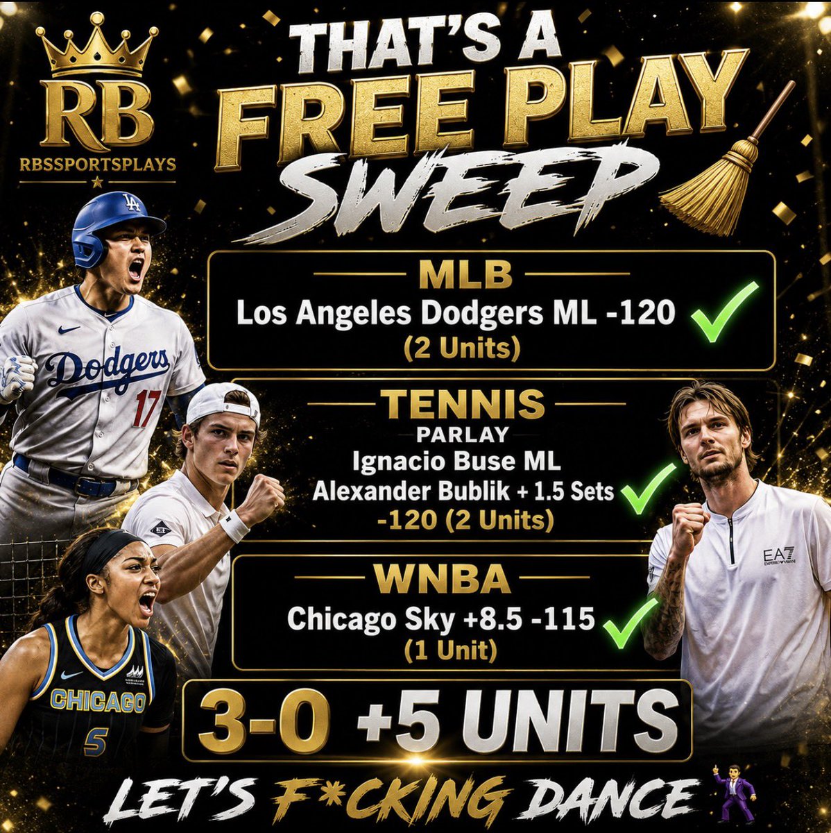 RBsSportsPlays's tweet photo. Like/Retweet/Reply if you made money with RB 🔔

Giving 10 Dancers a FREE Weekend of Dance Lessons 🫵🏽

NO ONE wins MORE than The Dancing Team 🕺🏻 https://t.co/T76dhXJGHk