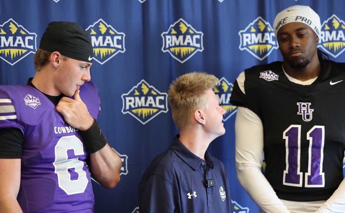 NMHU_Athletics's tweet photo. 🏈 In case you missed earlier today, the Cowboys were at the RMAC Media Day in downtown Denver.

🎧 https://t.co/mJOqWBZGam To hear from Coach Taufa’asau, Dontaivious Nelson and Collin Stucki fast forward to the 32:00 minute mark.

Mark your calendars: the Cowboys play Eastern New Mexico on August 27th at 6:00 pm to open the 2026 season!

#ThisIsHighlands
