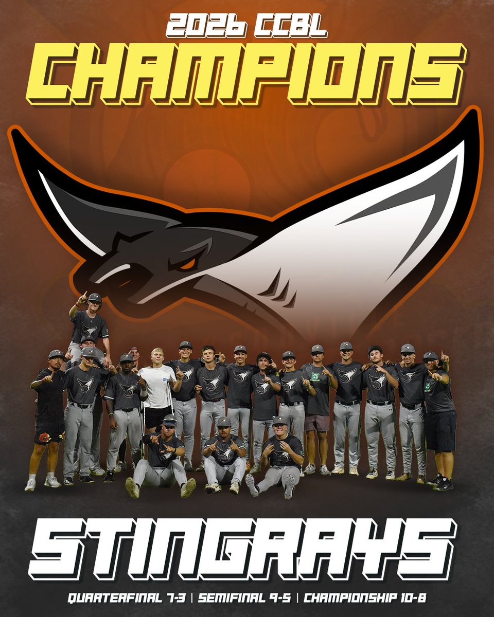CCBLJAX's tweet photo. Your 2026 CCBL Champions are the Stingrays! 🏆

#Championship | #SummerBaseball | #JaxBaseball https://t.co/1HsxEMluPd