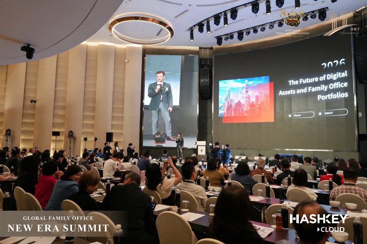 HashKeyCloud's tweet photo. 📸 Event Recap | Global Family Office New Era Summit
📅 22 July 2026 · 📍 Kuala Lumpur

Vincent Shang, Business Development Director at HashKey Cloud, joined the Summit and shared insights on “The Future of Digital Assets and Family Office Portfolios.”

As digital assets become an increasingly important part of institutional portfolios, HashKey Cloud remains committed to providing institutional digital asset staking and yield infrastructure.

Highlights below 👇

#HashKeyCloud #OnChainFinance #DigitalAssets #FamilyOffice