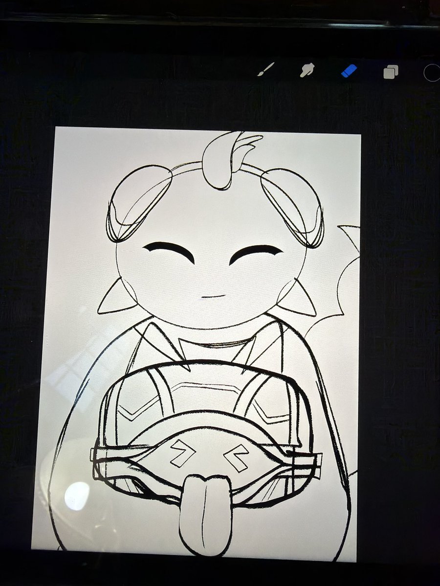 PanthePlagueDoc's tweet photo. My sister wanted a pal portrait of her character and a Mimog, her favorite pal. Did you know that you can get a deppresso outfit in game? It’s her favorite outfit. https://t.co/mKJ6Fp3iKg
