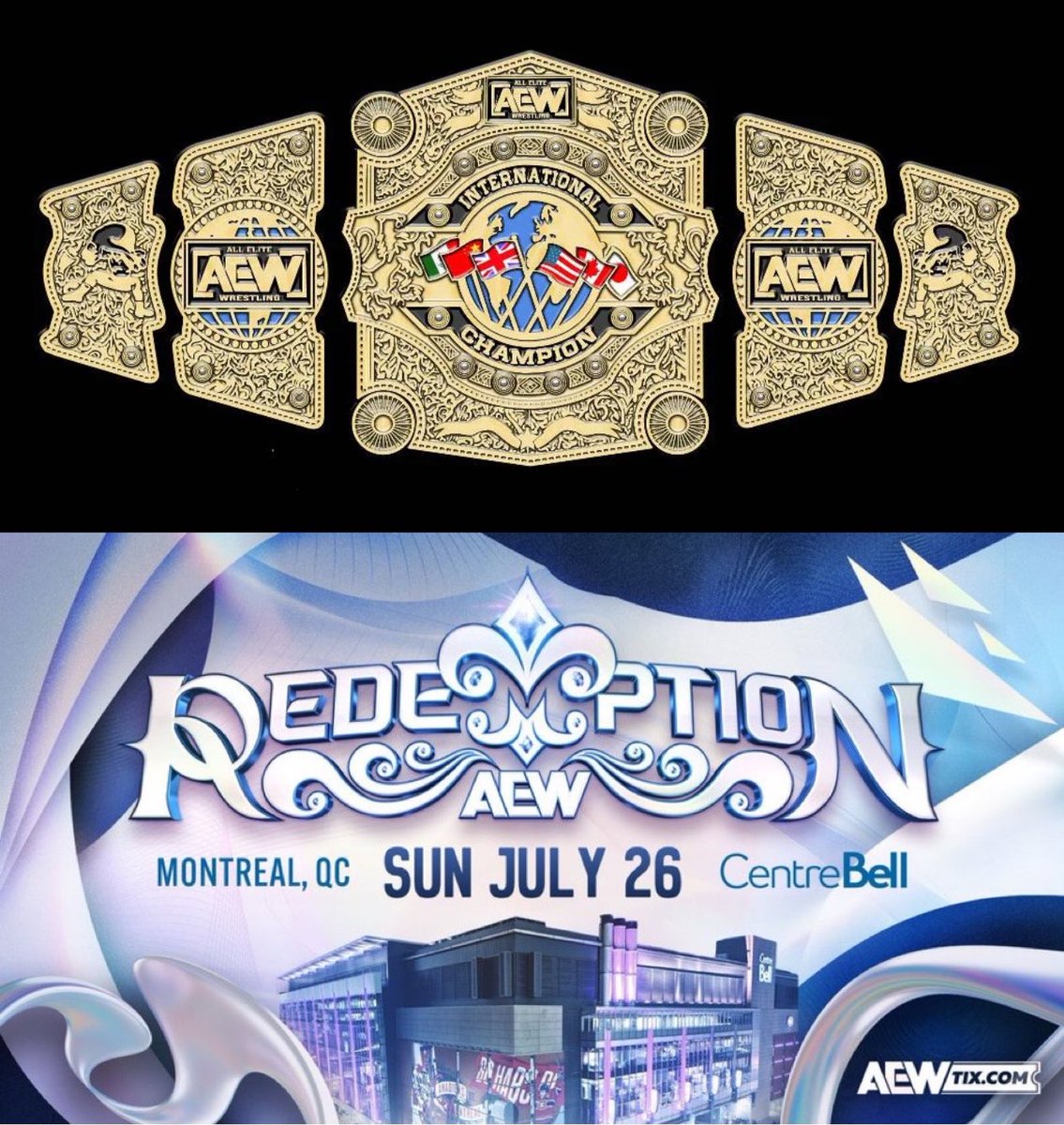 WrestlePurists's tweet photo. 🚨 JUST ANNOUNCED 

A Six Way Ladder Match to crown a number one contender for the AEW International Championship is set for Redemption!

Jack Perry, Beast Mortos, Komander and Speedball Mike Bailey have been drawn for the match.

AR Fox vs. Nick Wayne, and Lio Rush vs. El Clon are the qualifiers for the final two spots  on Collision 

#AEWRedemption