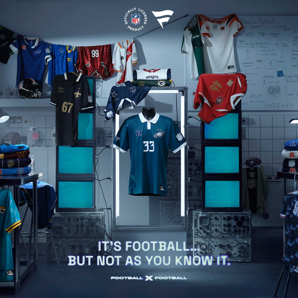 FanaticsJapan's tweet photo. 【Football × Football】
NFL🏈の全32チームのアイデンティティをサッカー⚽️ユニフォームのデザインに落とし込んだ「Football × Football」コレクション。
ファナティクス・ジャパン公式ストアにて好評販売中！