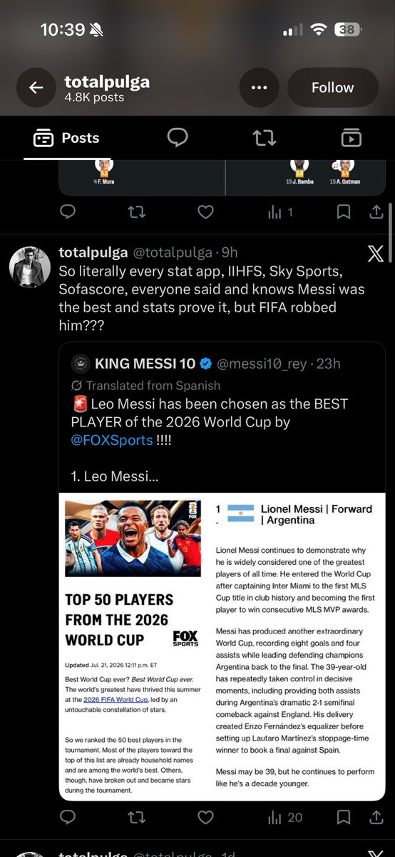 biggus100's tweet photo. @totalpulga @luckyyoda8 i’m crying 4.8k posts dickriding messi, ur a fucking loser 😭😭 https://t.co/pvpOdBV1my