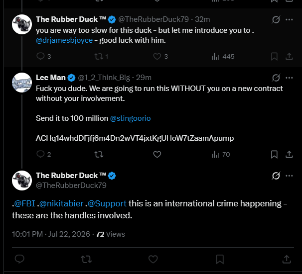 1_2_Think_Big's tweet photo. @slingoorio @dxrnell They were not "hacked" 

I launched a new one and sent you 5% / fees. The old contracts have fees locked up with the scammers. 

Willing to register this as an official political party if you want to make this real!

ACHq14whdDFjfj6m4Dn2wVT4jxtKgUHoW7tZaamApump https://t.co/G6qOlKer1m