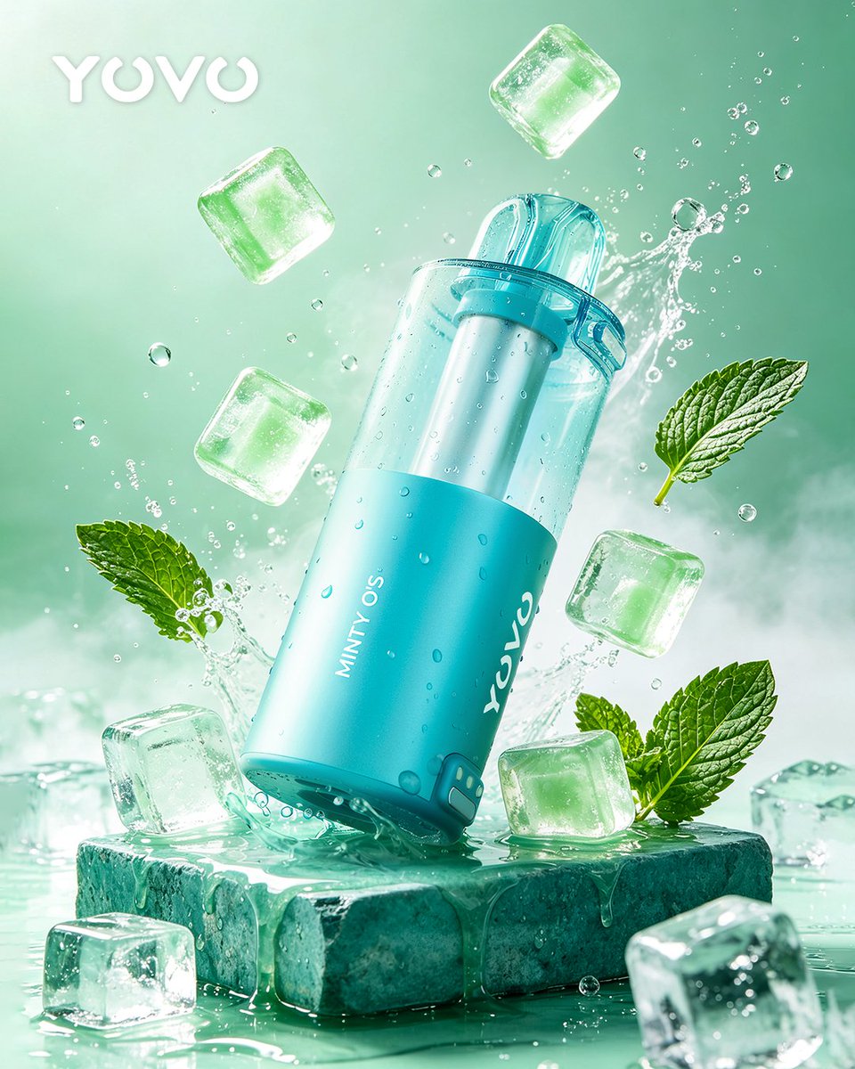 YOVOVAPE's tweet photo. Ice cubes, mint leaves, and an instant candy-mint pop. Meet MINTY O’S.🧊
#yovo #jb50000 #NewLaunch #mint https://t.co/Tii4a7F0TX
