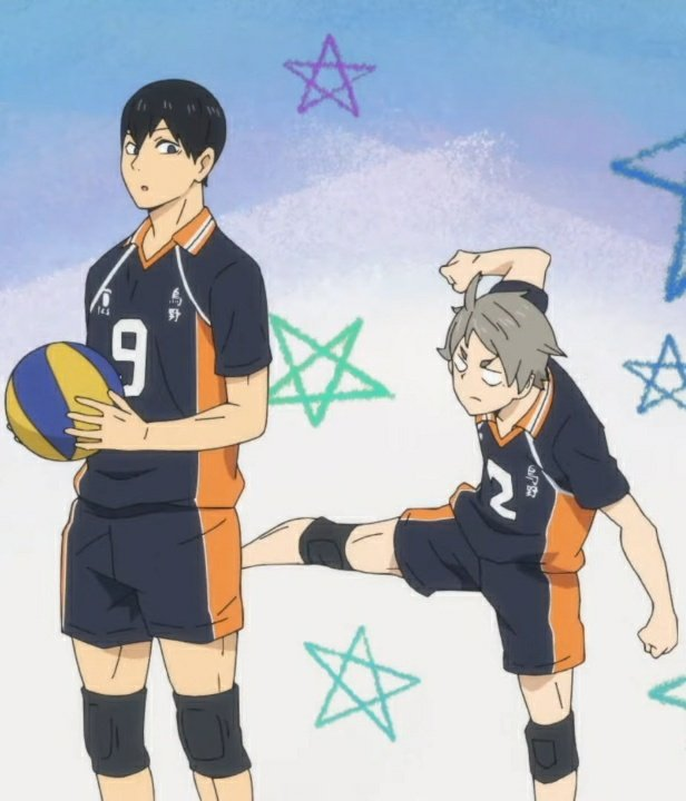 belatinysun's tweet photo. i wonder what suga and tanaka's reactions were to seeing shoyo and tobio wearing their numbers on their 3rd year jerseys 🤧 https://t.co/ghKXAyZfy4