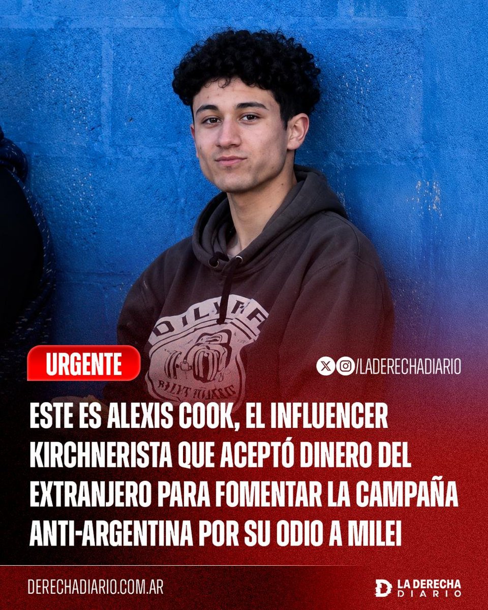 laderechadiario's tweet photo. 🚨🇦🇷 | VENDEPATRIA Y ANTI-ARGENTINA: Alexis Cook, el influencer kirchnerista que recibió dinero de organizaciones extranjeras para fomentar la brutal campaña internacional anti-Argentina y atacar al país solo por su odio contra Javier Milei, difunde fake news a través de su cuenta "Arrepentidos de Milei", que, a pesar de su nombre, en 2 años nunca publicó testimonios de personas arrepentidas de haber votado a Milei, sino operaciones falsas contra la Argentina, las cuales actualmente son utilizadas internacionalmente para operar contra el país.