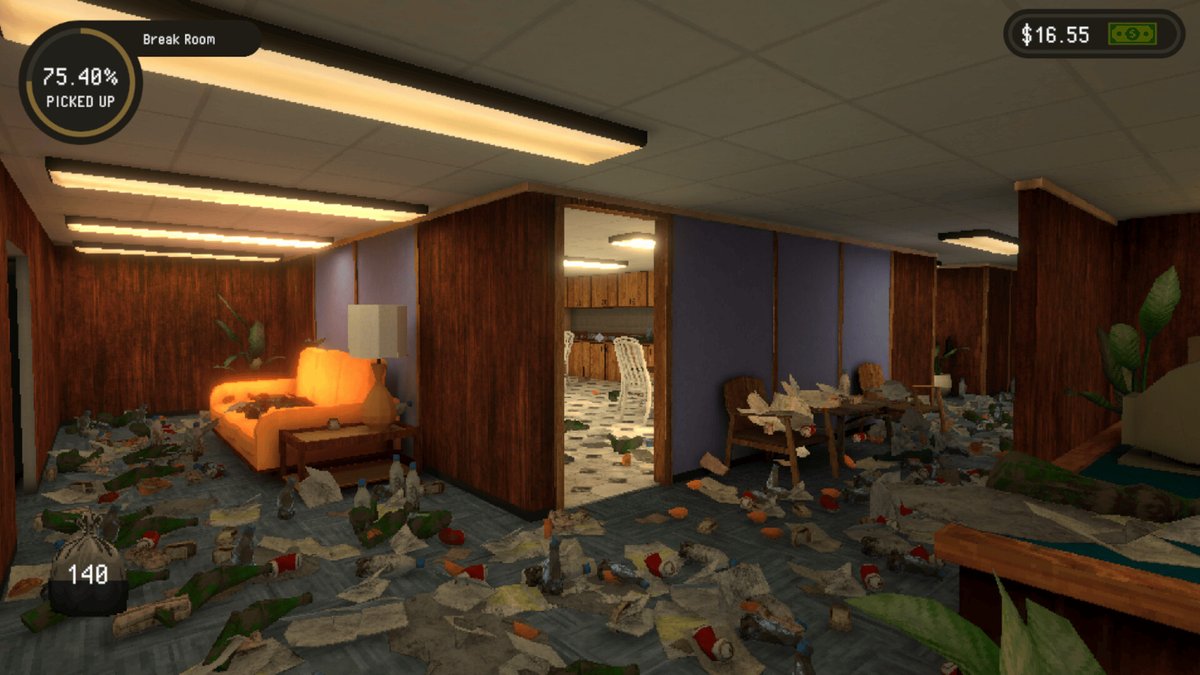 Indie_FreaksJP's tweet photo. え？ひとりで全フロア清掃するんですか！？みんな大好きお掃除シム『Office Cleanup Co.』

もはや汚屋敷ならぬ汚ビルと化したオフィス。ここを完璧に片付けるのが仕事だ。ゴミを集めて捨てればお金が稼げる。稼いだお金で清掃用具をアップグレードして、一フロアずつ片付けよう。 https://t.co/2nXqnF7X0b