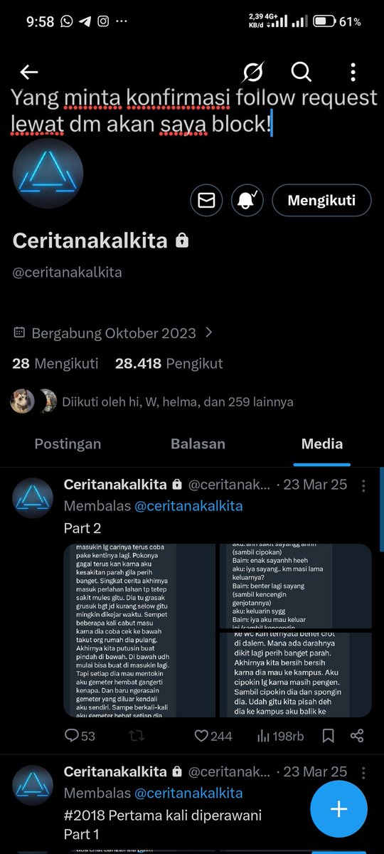 _zen51's tweet photo. Butuh asupan cerita 😭😭
Yang punya rekomendasi akun cerita kek gini Spil dong https://t.co/O3IEY2zLml