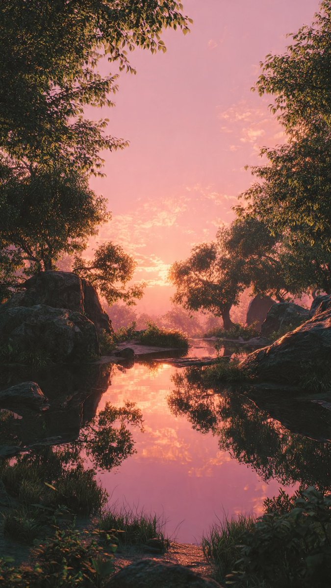WanderWithAI_'s tweet photo. Good Morning from Crystal Lake โจ๐
The water is calm. The sky is pink.
Coffee with this view or tea? Tell me ๐
#WanderWithAI #GoodMorning #AIFantasy #Wanderlust https://t.co/yQ6JAuHrVB
