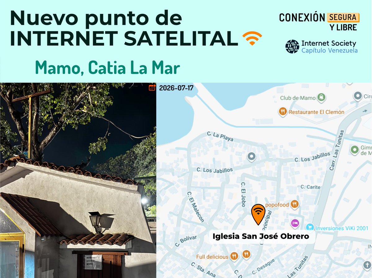 vesinfiltro's tweet photo. 🛜en Mamo:
Ubicada en la Iglesia San José Obrero. La conexión beneficia a los miembros de la comunidad, ubicándose en un sitio estratégico y de fácil acceso.