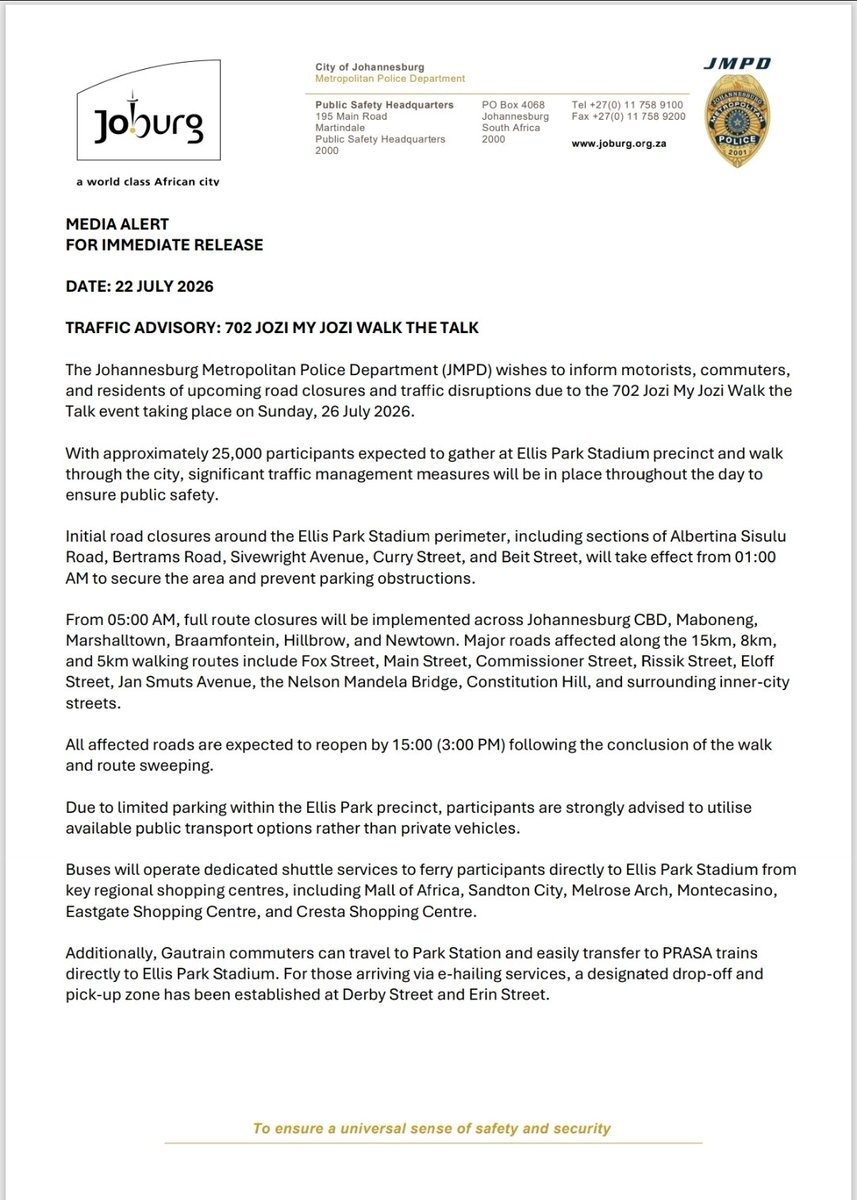 Jo'burg Metro Police Department - JMPD tweet media