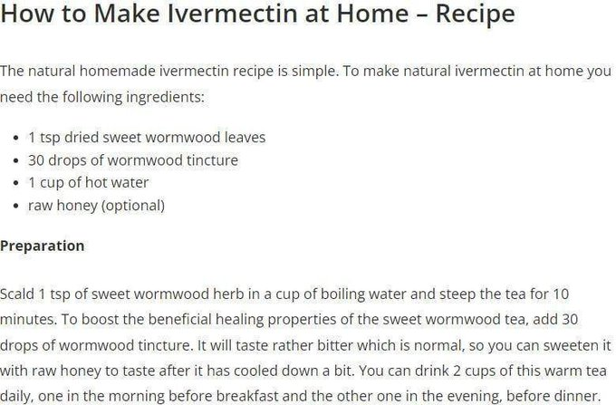 skymeds_store's tweet photo. My grandmother used to say: "The cure grows in the soil, not in the lab."
I didn't understand it then.

I do now.

Homemade Ivermectin – The Natural Way 🏡
Did you know you can make it at home?

Simple. Ancient. Effective.

What you need:

1 tsp dried wormwood leaves (sweet or common) 🍃

30 drops of wormwood tincture

1 cup hot water 💦

Raw honey (optional – for taste)

How to make it:

Scald the wormwood herb in boiling water. Let it steep for 10 minutes. Add the tincture. Sweeten with raw honey if you need to – it's bitter, but that's normal.

Your liver loves bitter.

How to take it:

One cup in the morning before breakfast.
One cup in the evening before dinner.

That's it.

Why do I do this?
Because nature gave us everything we need.

The same compounds in wormwood are the basis for Ivermectin.

It's not new. It's just been hidden from us.

The bitterness?
It's a reminder that healing isn't always easy.

But it's always worth it.

#HomemadeIvermectin #Wormwood #NaturalHealing #HerbalRemedy