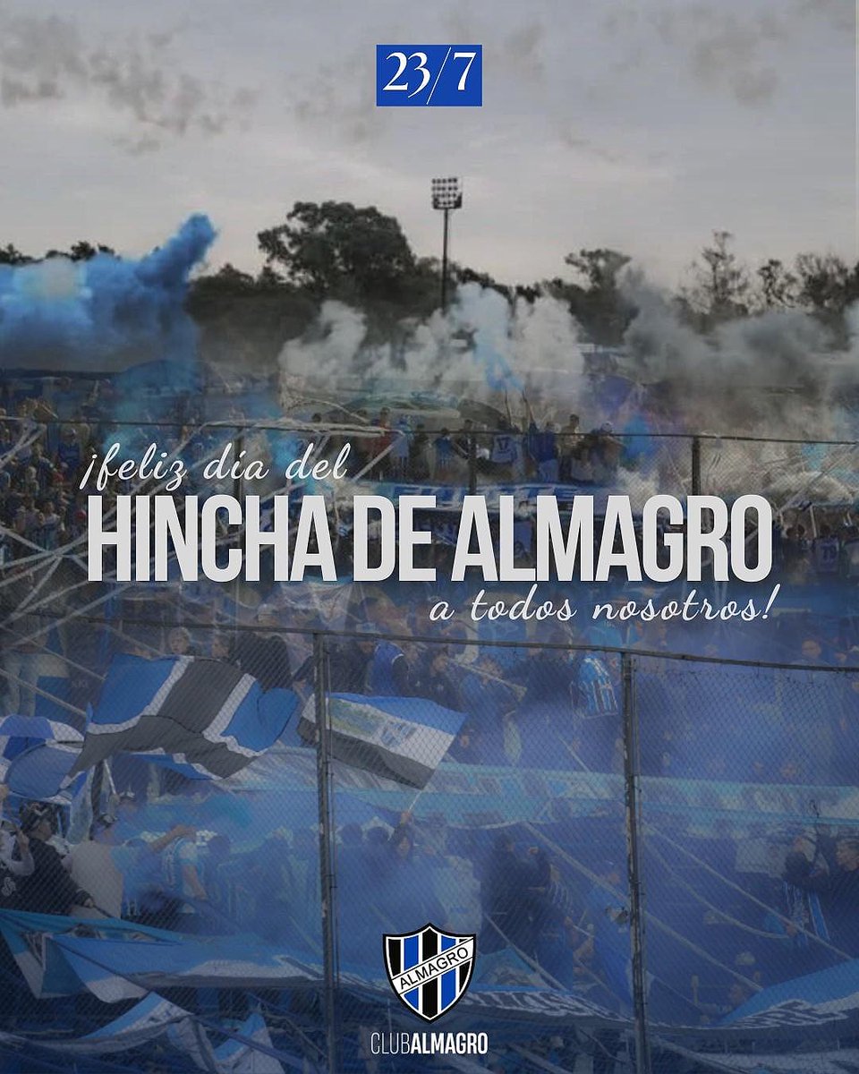 almagroficial's tweet photo. 🇪🇪 23 de Julio - Día del hincha de Almagro. 

¡Feliz día para todos nosotros! 💙🤍🖤 https://t.co/qgcaii0Sf9