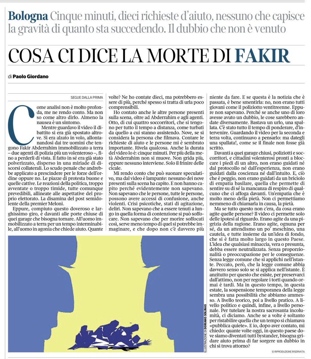 francofontana43's tweet photo. Ma quante volte, oggi bisogna gridare aiuto?
Una riflessione di Paolo Giordano a seguito dell inquietante video che ha registrato l’agonia e la morte di Abderrahim Fakir
@Corriere https://t.co/vFCstJ0iM1