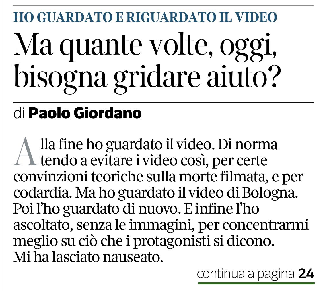 francofontana43's tweet photo. Ma quante volte, oggi bisogna gridare aiuto?
Una riflessione di Paolo Giordano a seguito dell inquietante video che ha registrato l’agonia e la morte di Abderrahim Fakir
@Corriere https://t.co/vFCstJ0iM1