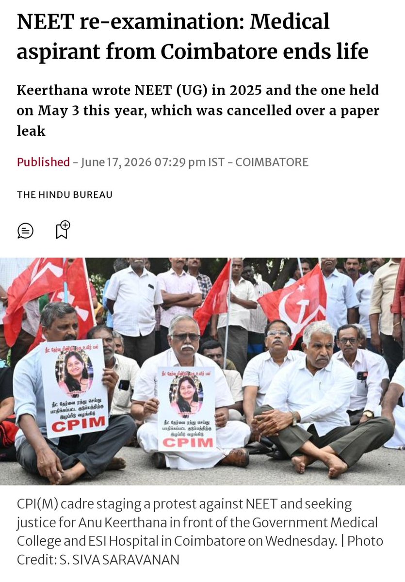 comharkishan16's tweet photo. NEET UG 2026 paper leaks விடயத்தில் தமிழ்நாட்டை சேர்ந்த மாணவர்களும் த*@லை செய்து கொண்டுள்ளனர். 

https://t.co/MmjzFhMxTu

https://t.co/aTcscGS2QT

https://t.co/pFZfJG4mTV https://t.co/LxshPVi2hG
